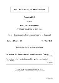 Maybe you would like to learn more about one of these? Sujet Histoire Geo Bac St2s 2016
