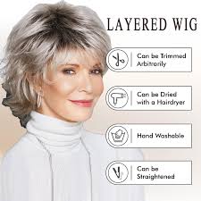 Jolelyne Silver Ombre Curly Wig Layered Short Bob Pixie Cut Wigs for White  Women Silver Grey Curly Wavy Wig Side Part Shaggy Hair Fluffy Highlight Mix  Gray Layered Synthetic Wigs for Old Lady : Beauty & Personal Care
