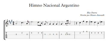 Canción que podemos trabajar a partir de 6º de primaria dependiendo del nivel de los alumnos. En Forma De Punteo Himno Nacional Argentino Partitura Tab