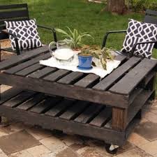 Here wooden slats plucked apart from pallets, have been put together flat to make the top that also comes with accent side trimming! Pallet Garden Table Decoracao Com Pallets Pallet Exterior Mesa Rolante