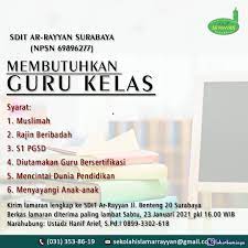 Cari lowongan kerja guru bahasa inggris untuk karir dan pekerjaan anda. Lowongan Kerja Sdit Ar Rayyan Surabaya Januari 2021