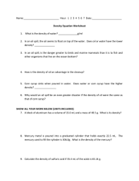 Calculate p given m and v calculate density given mass and volume. Density Calculations Worksheet I