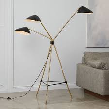 Curvilinear Mid Century Floor Lamp 3 Lighting Black Brass West Elm Mid Century Floor Lamps Modern Floor Lamps Black Floor Lamp