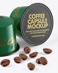 Download Two Coffee Capsules With Coffee Beans Mockup In Packaging Mockups On Yellow Images Object Mockups PSD Mockup Templates