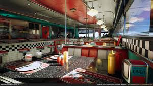 Artstation American Style Diner Interior Neil Gowland In 2020 American Diner Diner Diner Restaurant