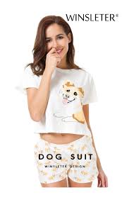 Corgi Pajamas Women Cute Dog Print Crop Top Shorts Set Cotton Pajamas Loose Elastic Waist Lounge Pyjamas S61004 S1015 From Ruiqi06 16 33 Dhgate Com