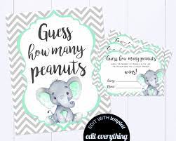 Elephant Peanut Guessing Game Guess How Many Baby Shower Games Etsy Peanut Baby Shower Baby Shower Games Baby Shower Activities