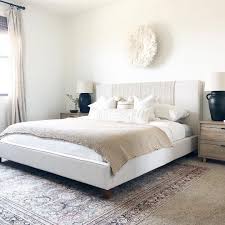 Dean Sand California King Upholstered Panel Bed Upholstered Bed Master Bedroom White Upholstered Bed Master Bedrooms Decor