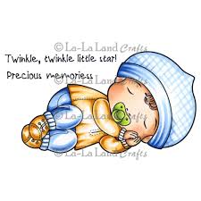 Baby Boy Sleeping Set Cling Unmounted Rubber Stamp La La Land Crafts 5286  New