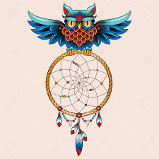 The wise old owl can be a beautiful centerpiece or addition to any body art. Traditional Tattoo Owl Hold Dream Catcher Symbol Royalty Free Cliparts Vectors And Stock Illustration Image 31524573