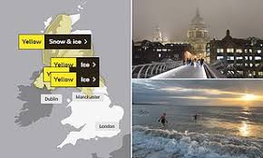 Met office, exeter, united kingdom. Met Office Issues Yellow Weather Warning With Temperatures To Plunge To Freezing Causing Ice Daily Mail Online