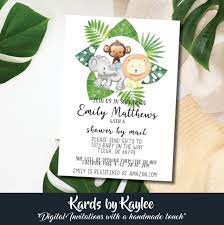 Brown teddy bear holding with. Jungle Virtual Baby Shower Invitations Baby Shower By Mail Invitation Kards By Kaylee