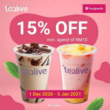Head over to the foodpanda malaysia site or app to. 1 Dec 2020 5 Jan 2021 Tealive December Promotion On Foodpanda Everydayonsales Com