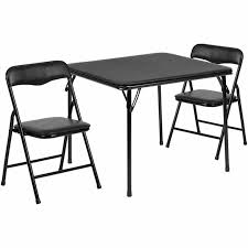 I plan on making a matching folding table soon. Flash Furniture 3 Piece Square Faux Leather Top Kids Folding Table Set In Black For Sale Online
