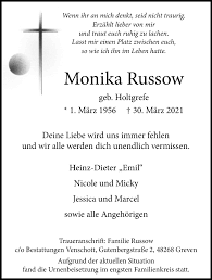 Check spelling or type a new query. Traueranzeigen Von Monika Russow Www Trauer Ms