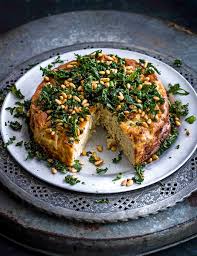 Cauliflower Sformato With Crispy Kale And Caramelised Pine Nuts Recipe Vegetarian Dinner Party Vegetarian Main Course Entertaining Recipes