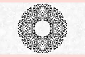 Download Leaves Mandala Intricate Svg Monogram Split Half Mandala By Vr Digital Design Thehungryjpeg Com