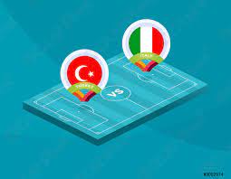 Euro 2020 opens in spectacular fashion as italy get their campaign off to a flying start in front of their own fans against turkey. Turkei Gegen Italien Spiel Fussball 2020 Meisterschaftsspiel Gegen Stock Vektorgrafi Crushpixel