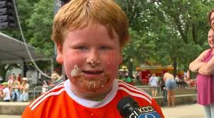 Remember this sweetie pie? Zach Lucas won the pie eating contest last year  at the Iowa State Fair. Chocolate evidence