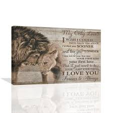 Stampa artistica da parete con leone e leonessa con citazioni damore su  tela con animali, pittura vintage con leoni, foto incorniciate, decorazione  ...