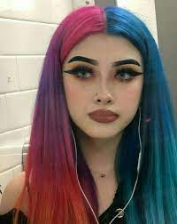 Cute half and half hair dye. Peachymims Not Mine Follow Me For More Split Dyed Hair Aesthetic Hair Half Colored Hair