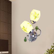 Shop the latest chrome wall sconces and choose from top modern and contemporary designer brands at ylighting. Chrome Bud Wall Light Korean Flower White Glass 2 Bulbs Bedroom Sconce With Green Crystal Beautifulhalo Com