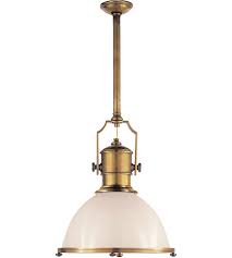 Visual Comfort Chc5136ab Wg E F Chapman Country Industrial 1 Light 20 Inch Antique Burnished Brass Pendant Ceiling Light In White Glass