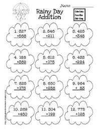 Free Rainy Day Three Digit Addition With And Without Regrouping Second Grade Math Third Grade Math Math Addition