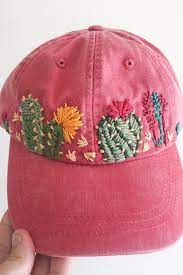 Hand Embroidered Hat Embroidered Cactus Hat Floral Etsy In 2021 Hand Embroidered Hat Hand Embroidery Embroidered Cactus