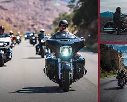 Imagen de una fila de motocicletas Indian Motorcycles