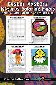 Spring And Easter Mystery Pictures Grid Coloring Pages Woo Jr Kids Activities