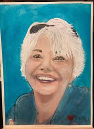 Another Portrait, my little sister Barbara, so forever young to me. ❤️.  Arches cp 140 9x12, Master's Touch tubes, a lot of white paint. Can't  accomplish realistic or photo like. Still learning.