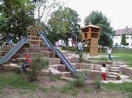 Neuhausen auf den fildern, germany, 73765. Filderstadt Spielplatz Jakobstrasse Natursteine