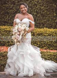 This is known to suit most body types, including plus size women. 2020 African Plus Size Beaded Appliques Mermaid Wedding Dresses Off The Shoulder Boho Bridal Gowns Tiered Ruffles Organza Chruch Buy At The Price Of 185 59 In Aliexpress Com Imall Com