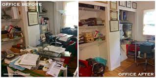 Before After Home Office Now Our Client Can Be Productive In A Clutter Free Environment Bef Home Office Storage Cluttered Bedroom Office Furniture Layout