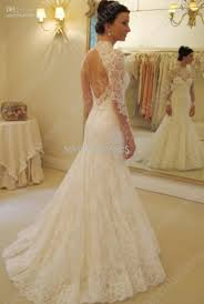 Vestidos De Noiva High Neck Mermaid Wedding Dress Vintage Lace Long Sleeve Backless 2 Lace Wedding Dress Vintage Wedding Dresses Long Sleeve Wedding Dress Lace