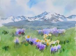 Watercolor field of flowers painting. Color Field By Anita Winter Watercolor 11 X 14 Color Fields Watercolor Landscape Watercolor Mountains