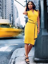 Shop 7th Avenue Contrast Belt Sheath Dress Find Your Perfect Size Online At The Best Price At New York Company Fashion Yellow Fashion Dresses