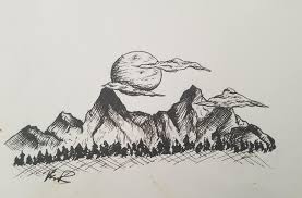 A Little Mountain Scene I Did Instead Of Homework Learnart Pines trees forest with mountains scene vector. a little mountain scene i did instead