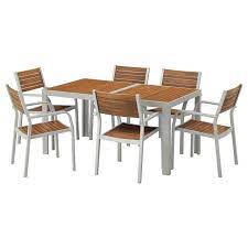 sjalland table 6 armchairs outdoor light brown light gray ikea wooden outdoor furniture outdoor dining furniture outdoor table tops
