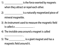 Recommended for 3rd and 4th grade students. Magnetism Worksheets