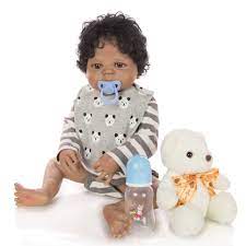 Npkdoll 57cm Black Skin Simulation African Newborn Baby Boy Kid Gift Full Silicone Reborn Baby Dolls Toys Dolls Aliexpress
