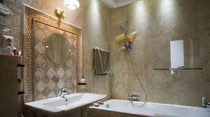A walnut travertine bathroom floor with matching backsplash looks lovely with its different tones of light brown in a simple bathroom with. Greek Style Bathroom Design Ideas Piatraonline Com