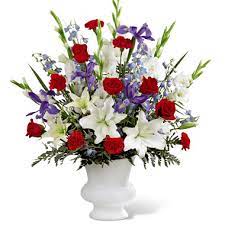 Funeral flower arrangements flower spray sympathy delivery same day sympathy flowers condolence flowers. Ftd Cherished Farewell Patriotic Funeral Flowers Tribute