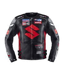 Suzuki Black Racing Leather Jacket Motorcycle Jacket Racing Jacket Motul