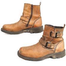 Aldo Motorcycle Boots Biker Ankle Mens 41 8 Buckles Tan Leather Distressed Italy Mens Motorcycle Boots Boots Boots Men