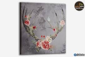 تابلوه مودرن فنى رمادى و روز سفير ارت للديكور Modern Wall Art Grey Roses Wall Art