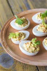 Old Fashioned Spicy Deviled Eggs Made With Hard Boiled Eggs Mustard Mayonnaise White Wine Vinega Spicy Deviled Eggs Deviled Eggs Spicy Deviled Eggs Recipe