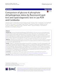(PDF) Comparison of glucose-6 phosphate dehydrogenase status by fluorescent  spot test and rapid diagnostic test in Lao PDR and Cambodia