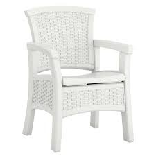 Suncast Elements Stationary Resin Outdoor Dining Chair With Storage Bmdc1400wd The Home Depot Storage Chair Outdoor Dining Chairs Patio Dining Chairs